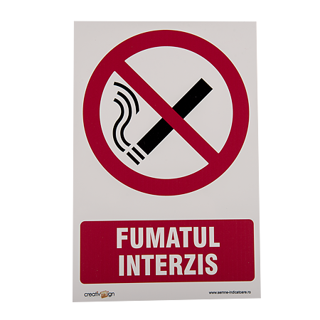 Semn Fumatul interzis, PVC, 15 x 20 cm