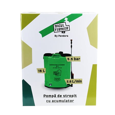 Pompa de stropit Micul Fermier Pandora, acumulator, verde, 16 l