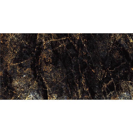 Gresie portelanata exterior/interior Mirage Gold, rectificata, negru si auriu, 60 x 120 cm