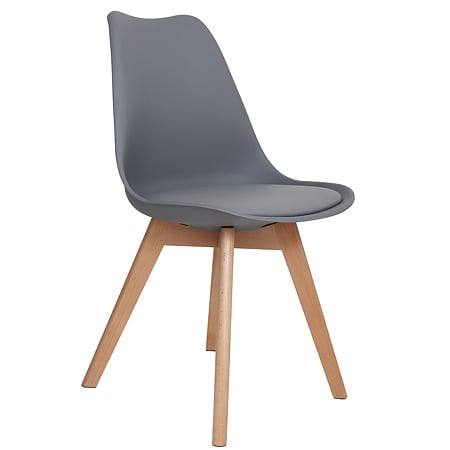 Scaun bucatarie tapitat gri Depozitul de scaune Celia, piele ecologica, cadru lemn, max. 110 kg, 48.5 x 50 x 82.5 cm