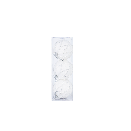 Set 3 globuri decorative de Craciun, polistiren, 8 cm