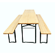 Set masa si 2 banci gradina Bucin Mob Standard, dreptunghiulare, 6 persoane, lemn masiv, maro natur, 2 x 0.5 m