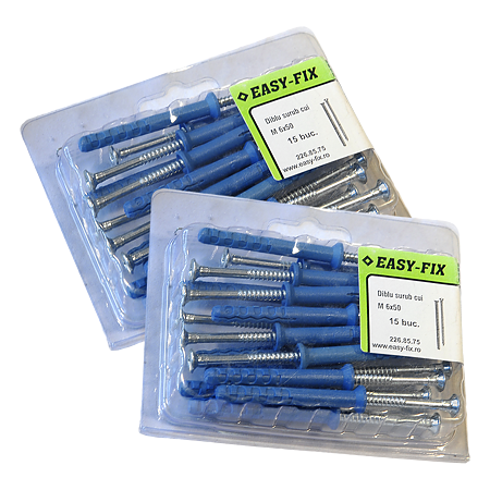 Diblu surub cui, tip Z, nylon, 6 x 50 mm, 15 buc