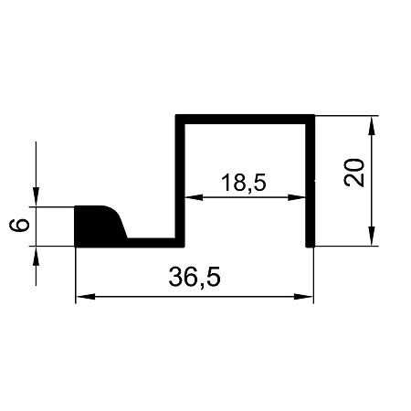 Profil pentru maner Tip S, aluminiu, anodizat mat, 2,5 m