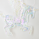 Decoratiune iarna cal inaripat, alb iridiscent, 13 x 12 cm