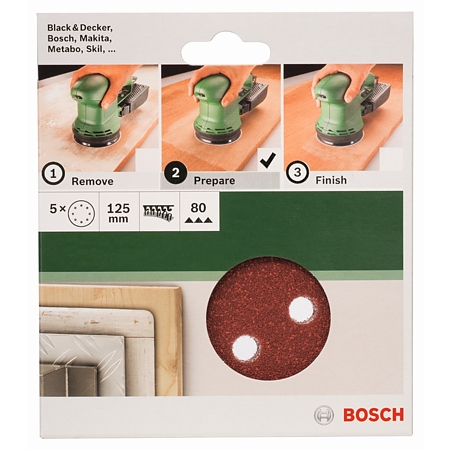 Foi abrazive, granulatie 80, 5 bucati, pentru slefuitor, 125 mm cu excentric