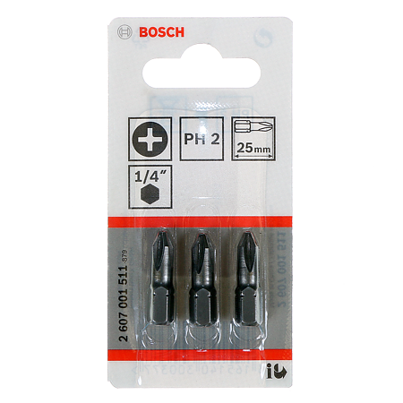 Set capete de surubelnita Bosch, PH2, 3 buc, 25 mm