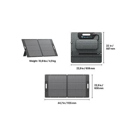 Panou solar portabil Bluetti PV100, 100W, monocristalin, eficienta 23,4%, pliabil, conector MC4