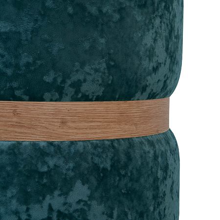 Taburet Ring, inel stejar, catifea turcoaz E22, rotund, 38 x 38 x 40 cm