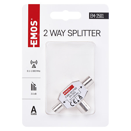 Splitter 2 Output - 1 Input Emos, zinc, IP20, 17 × 32 × 23 mm