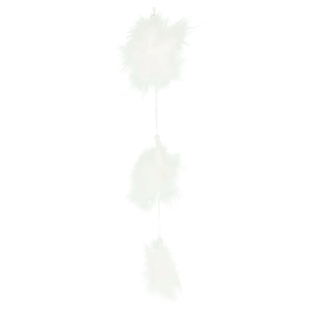 Ghirlanda decorativa cu pene, alb, 5 cm
