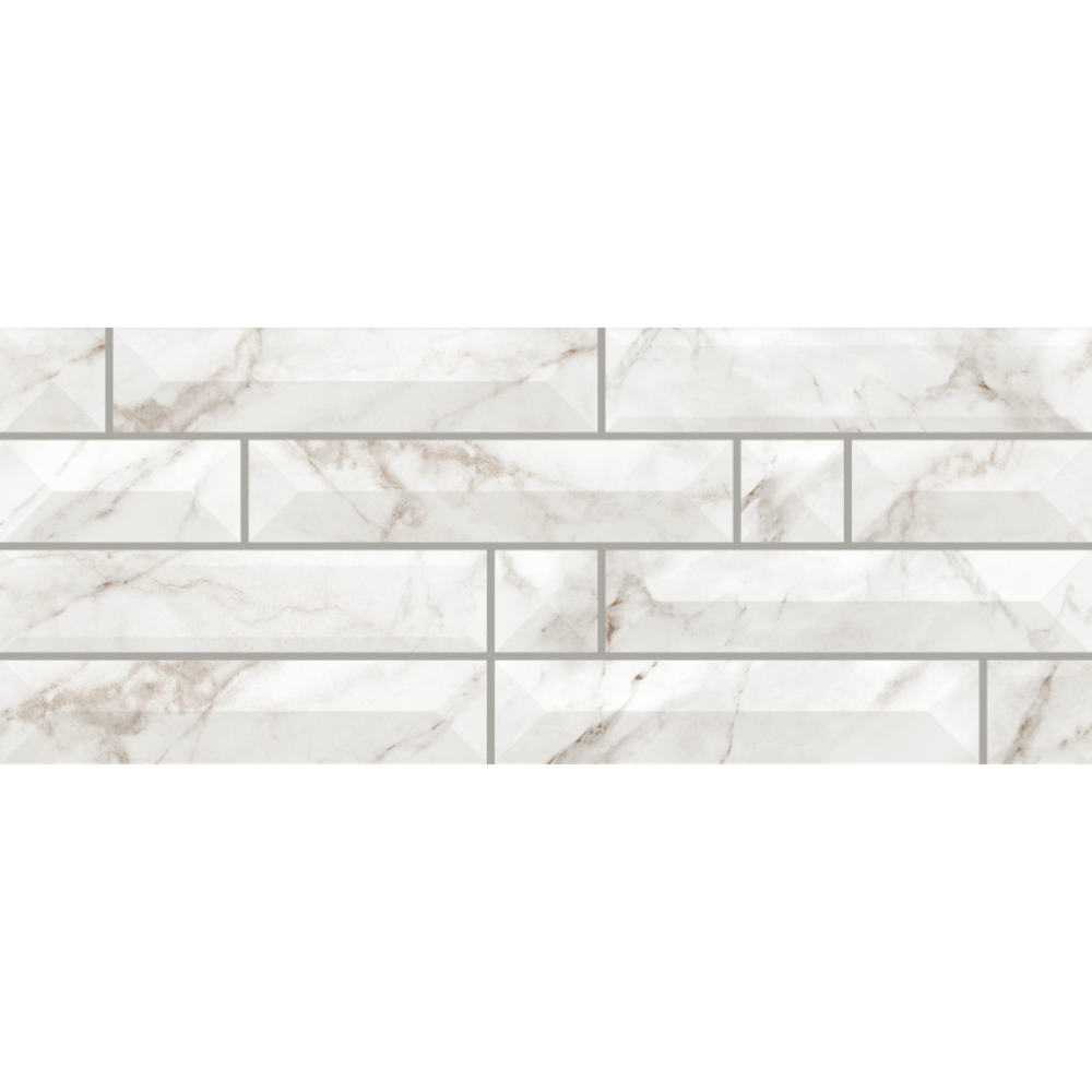 Faianta bucatarie glazurata Atlantis 7C, alb, lucios, aspect de piatra, 50 x 20 cm 7C