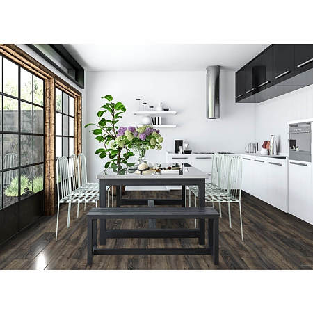 Parchet laminat 8 mm Falquon D3686 Canyon Black Oak, nuanta inchisa, aspect lucios, stejar, click, clasa de trafic 32, 1220 x 193 mm