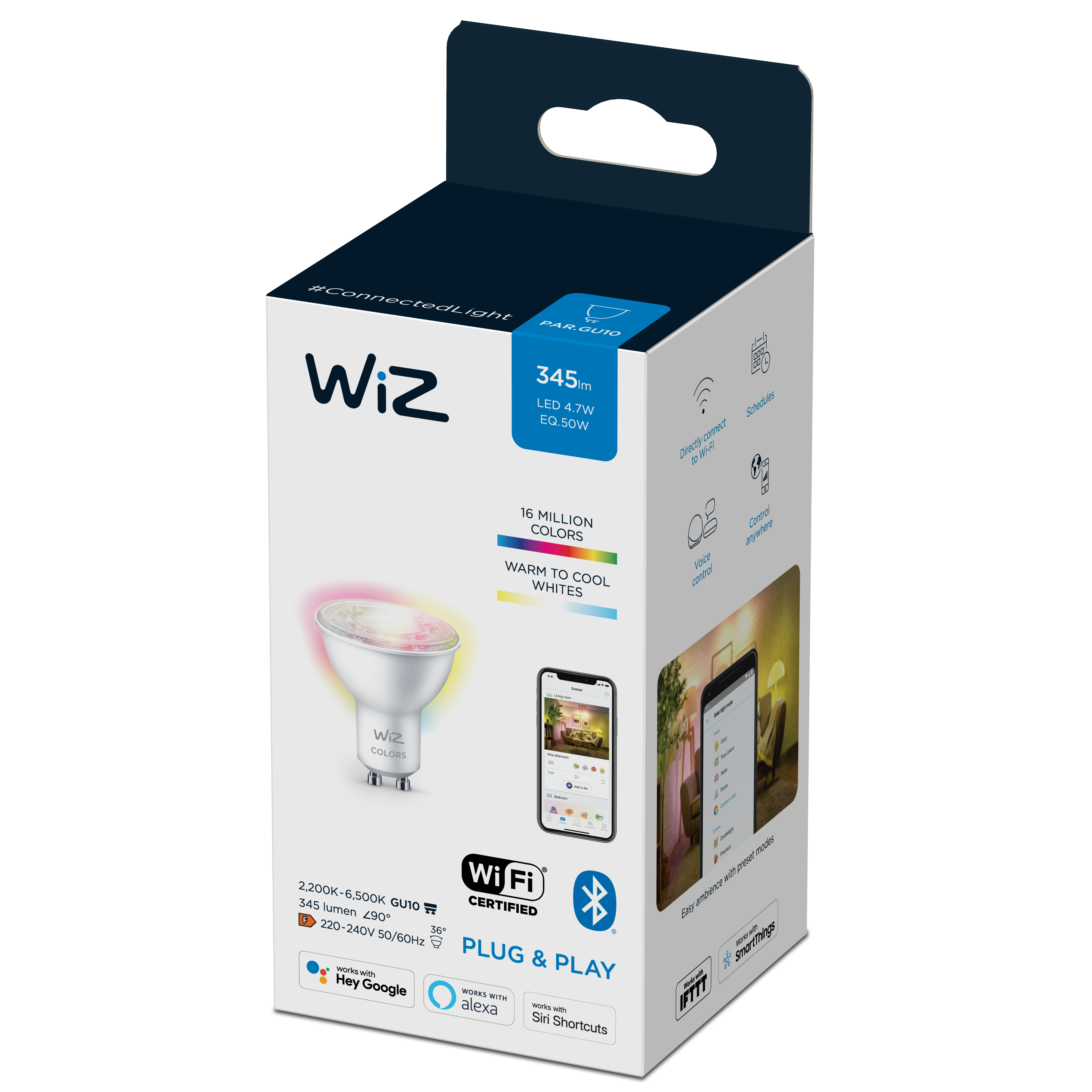 Bec Led Cu Wifi Wiz Connected Light, Alba Calda, Gu10, 50 W, 345 Im, 2200k-6500k