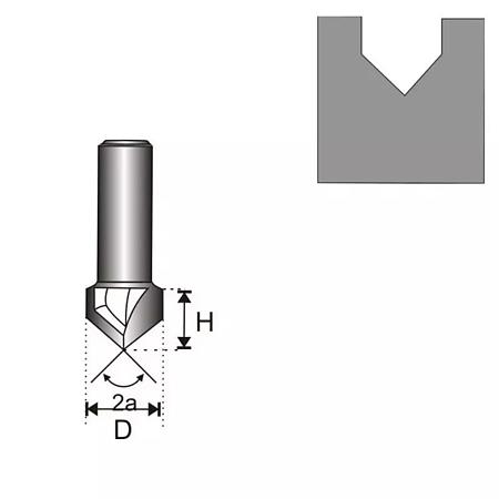 Freza lemn canelata tip V Dedra, otel, 1 lama tungsten, prindere standard, 8 x 8 mm