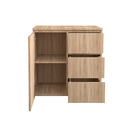 Comoda dormitor Osaka, pal melaminat, 1 usa si 3 sertare, sonoma, 80 x 80 x 43.3 cm Comoda dormitor Osaka, pal melaminat, 1 usa si 3 sertare, sonoma, 80 x 80 x 43.3 cm