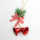 Decoratiune 2 clopotei si ramura brad cu funda, plastic, rosu, 13 cm Decoratiune 2 clopotei si ramura brad cu funda, plastic, rosu, 13 cm