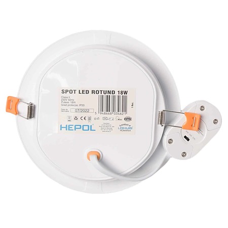 Spot LED incastrat Hepol, temperatura ajustabila, rotunda, 18 W, alb Spot LED incastrat Hepol, temperatura ajustabila, rotunda, 18 W, alb