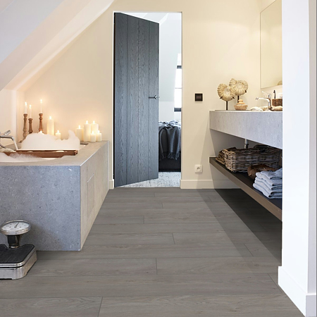 Parchet laminat 12 mm Ocean+ Jazz Light Grey Berry Alloc, rezistent la apa, Hydro+, nuanta medie, clasa de trafic 33, PentaLoc, 1288 x 190 mm