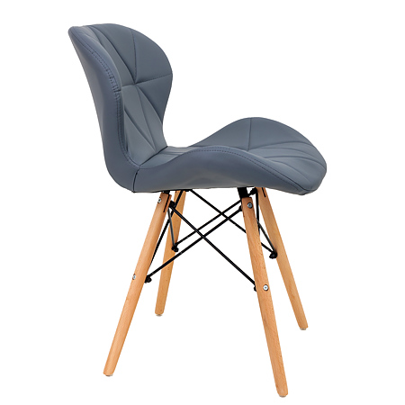 Scaun bucatarie / living Eliza, tapitat, piele ecologica, cadru de lemn, gri, max. 110 Kg., 73 x 47 cm