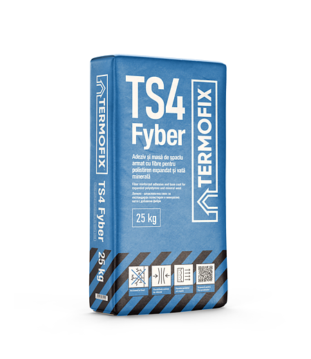 Adeziv si masa spaclu polistiren/vata minerala Termofix TS4 Fyber, interior/exterior, 25 kg