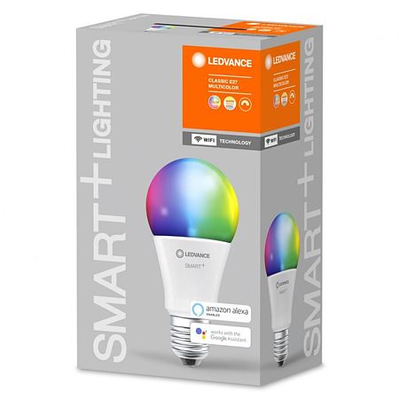 Bec LED Osram SMART + WIFI FROSTED RGBW, forma standard, E14, 9.5 W, 1055 lm, lumina variabila 2700 - 6500 K