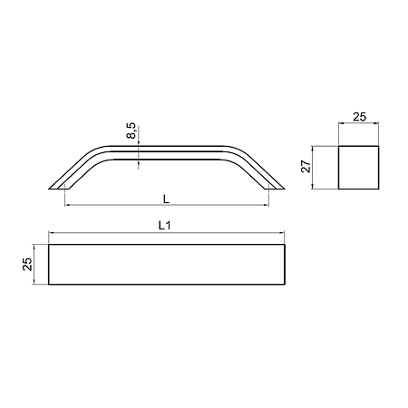 Maner aluminiu AA337 negru anodizat 96 mm
