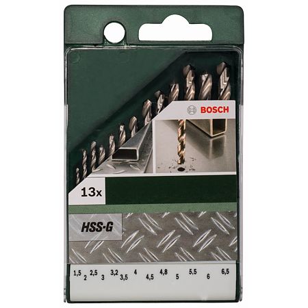 Set 13 burghie Bosch, HSS-G, DIN 338, mandrina standard, pentru metal, 1.5-6.5 mm