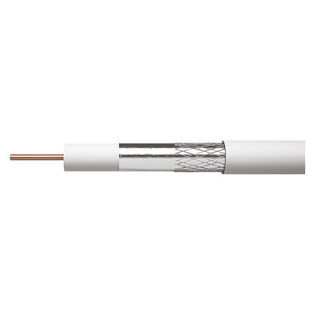 Cablu coaxial Emos CB130/ RG6U, 1 conductor, diametru 1.02 mm, alb, 10 m/colac
