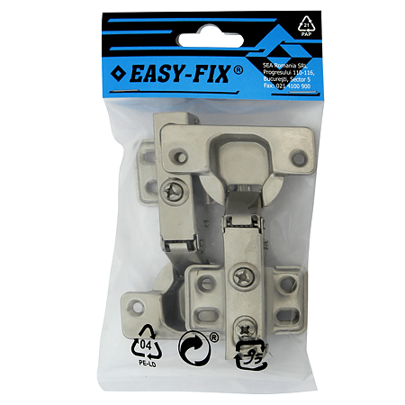 Balama aruncatoare Easy-Fix, cu amortizor si placa fixa 0 mm, aplicat, otel nichelat, 35 mm, 2 buc