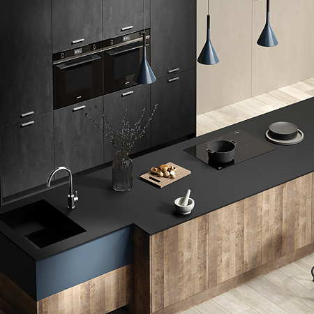 Blat masa bucatarie Kronospan Trends 20/21 190AF Slim Line, mat, negru, 4100 x 1300 x 12 mm