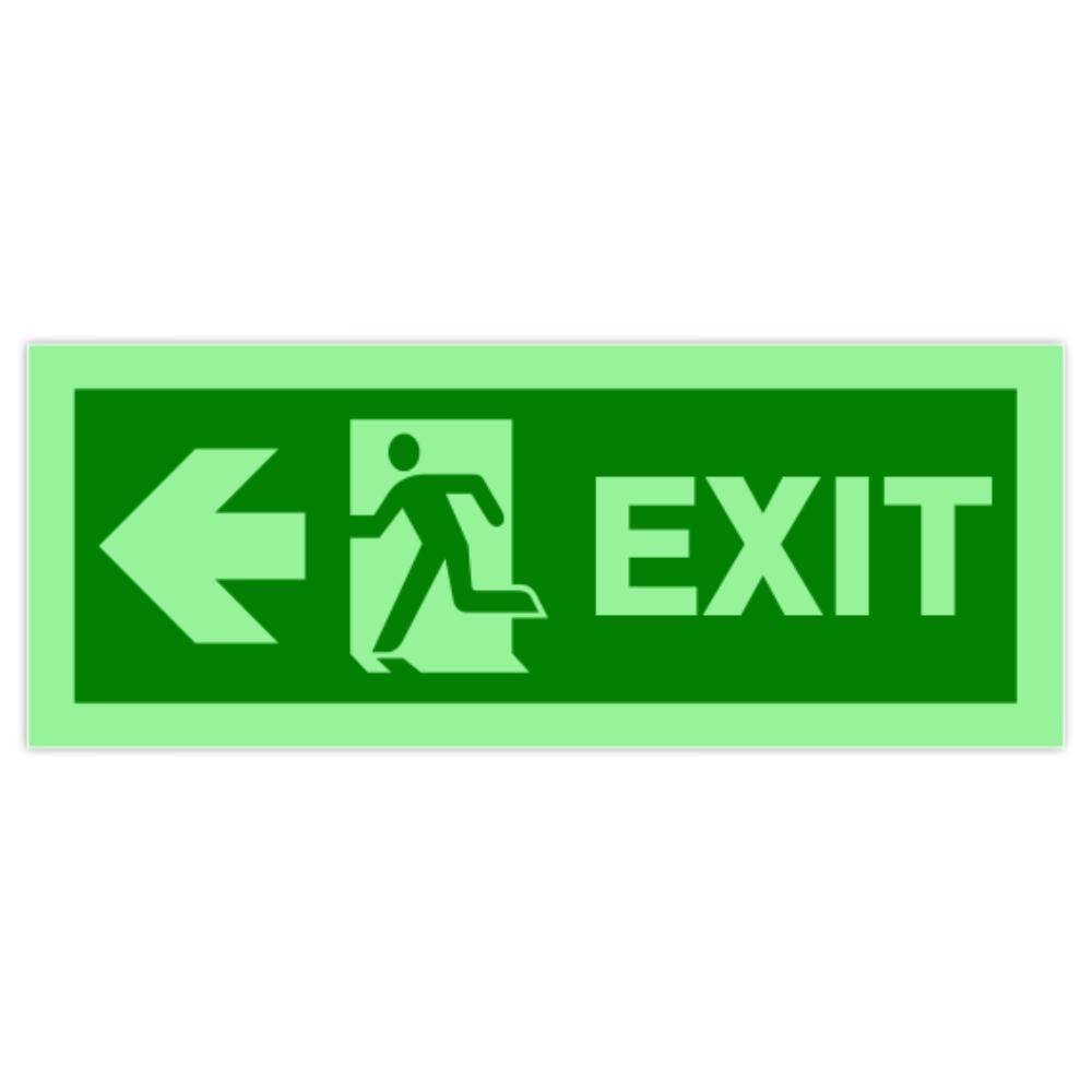 Indicator fotoluminoscent Exit stanga, autocolant, 19.5 x 7.5 cm