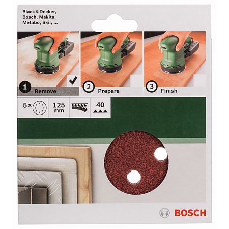 Foi abrazive, granulatie 40, 5 bucati, pentru slefuitor cu excentric, 125 mm