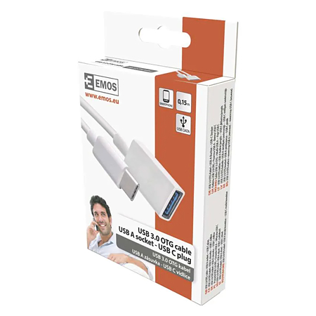 Cablu de date USB A 3.0 - USB C 10 Gbit/s, pvc, alb, 15 cm