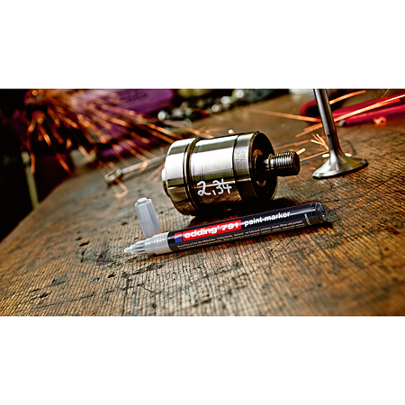 Marker permanent Edding 791, corp plastic, varf rotund, 1-2 mm, cu vopsea argintie