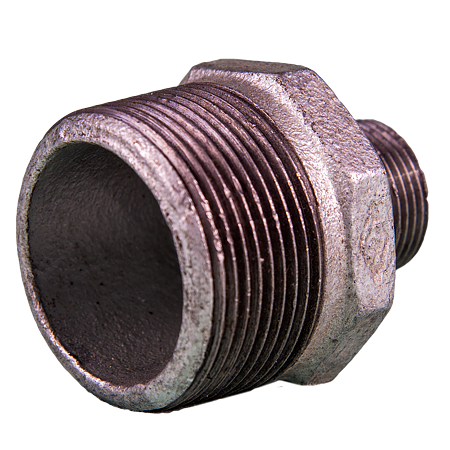Niplu redus, fonta, zincat, 1 1/2 inch x 3/4 inch