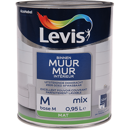 Vopsea lavabila Levis Muur Latex Mix Base M, alb mat, 960 ml
