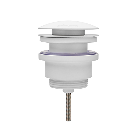Ventil cu corp de scurgere Wirquin, universal, cu surub central, Quick-clac, alama, alb mat Ø1''1/4 inchi x Ø 63mm