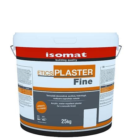 Tencuiala decorativa acrilica Isomat Plaster Fine, granulatie 1,5 mm, interior/exterior, alb, 25 kg