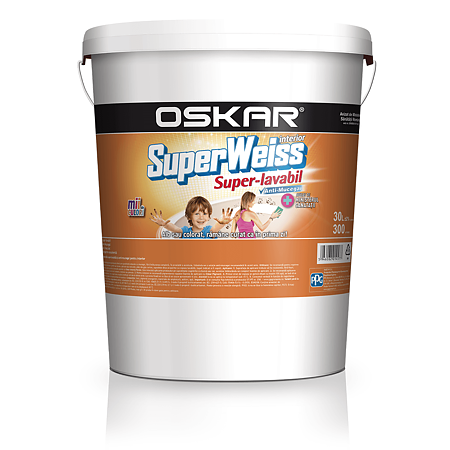 Vopsea superlavabila interior Oskar Superweiss, alb, 30 l