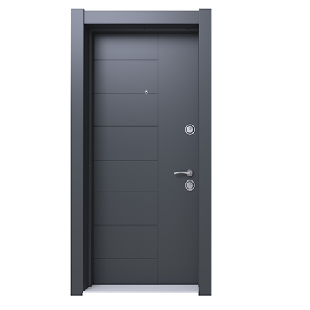 Usa metalica de intrare in apartament model 208, HDF, 2010 x 880 mm, deschidere stanga, culoare gri