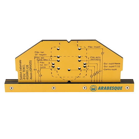 Sablon/matrita universal marcare gauri pentru instalare balamale si placute FGV, Teko, 48/6mm