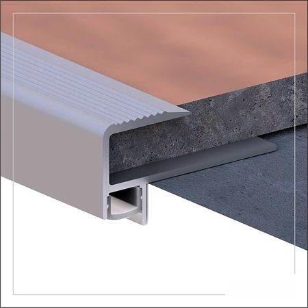 Profil banda LED pentru treapta LED.814.10.1.2.MKR2, aluminiu, incorporabil, mat, gri, 24 x 1200 mm