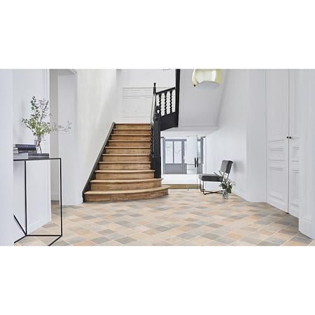 Covor PVC linoleum Iconik 260D Cottage Stone, bej/gri, latime 400 cm, grosime 2.6 mm