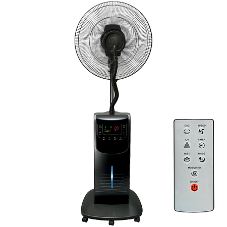 Ventilator cu umidificator Home, 90W, 3 trepte, negru, 45 x 40 x 135 cm