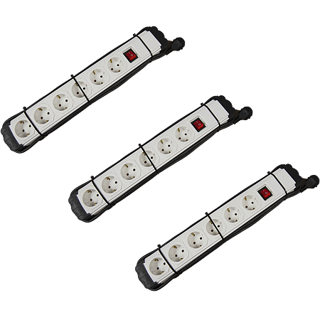 Prelungitor cu 6 prize Anco, 16A, alb, intrerupator + protectie, lungime fir 2 m