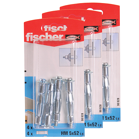Diblu din metal cu surub, Fischer HM, 5 x 52 mm, 5 x 60 mm, 4 buc