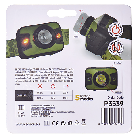 Lanterna frontala Emos CREE LED, 200 m, 3× AAA