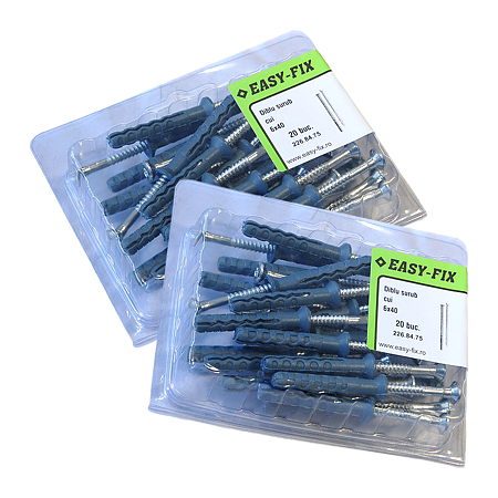 Diblu cu surub cui, nylon, 6 x 40 mm, 20 BUC