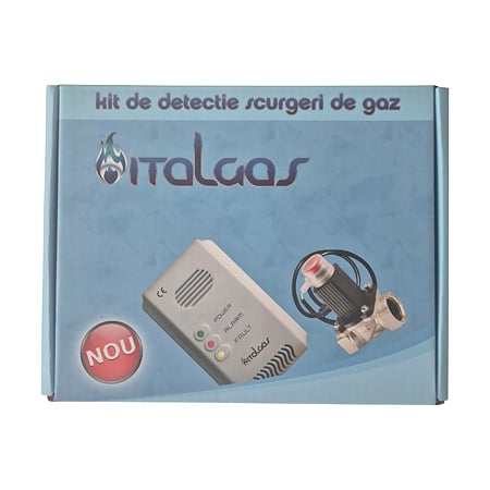 Detector gaz Italgas KDG34B, cu electrovalve 3/4", LED rosu, semnal acustic